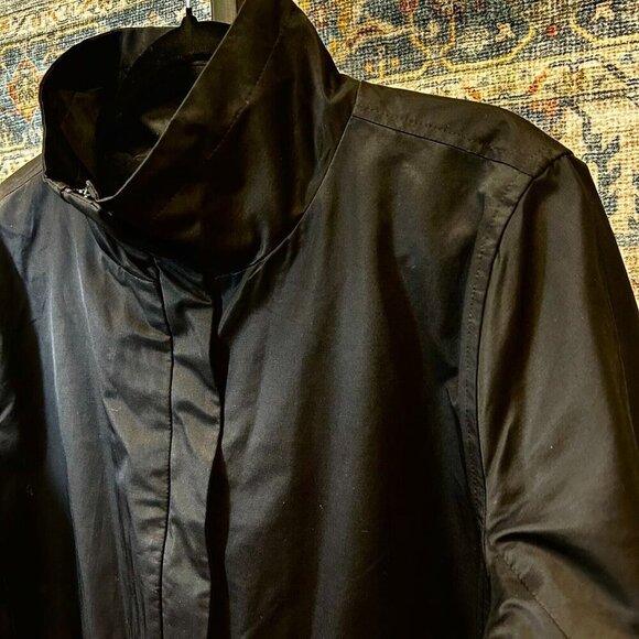 Eileen Fisher Women's Size M Black Fleece Lined Adjustable Waist Collared Coat - Picture 3 of 16